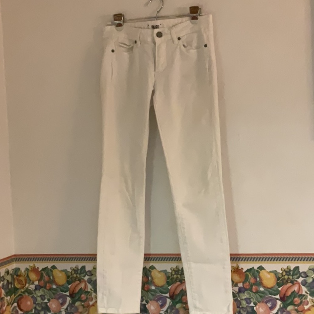 PAIGE Skyline Ankle Peg Jeans, Size 27, White